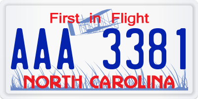 NC license plate AAA3381