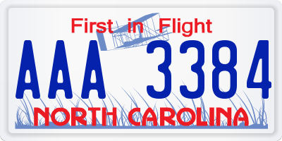 NC license plate AAA3384