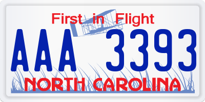 NC license plate AAA3393