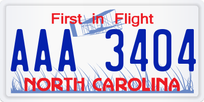 NC license plate AAA3404