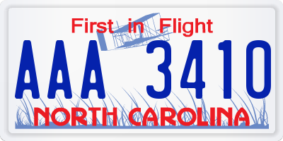 NC license plate AAA3410
