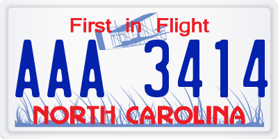 NC license plate AAA3414