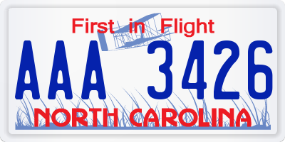 NC license plate AAA3426