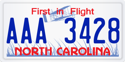 NC license plate AAA3428