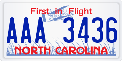 NC license plate AAA3436
