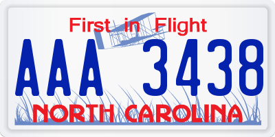 NC license plate AAA3438