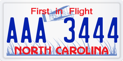NC license plate AAA3444