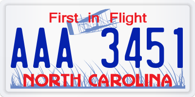 NC license plate AAA3451