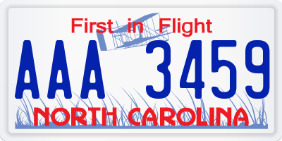 NC license plate AAA3459