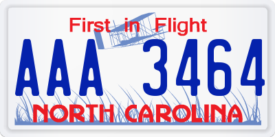 NC license plate AAA3464