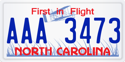 NC license plate AAA3473