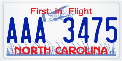 NC license plate AAA3475