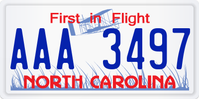 NC license plate AAA3497