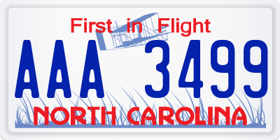 NC license plate AAA3499
