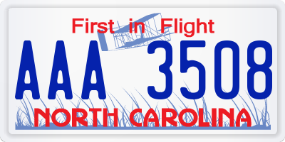 NC license plate AAA3508