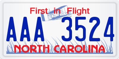 NC license plate AAA3524