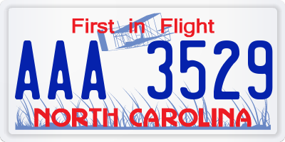 NC license plate AAA3529