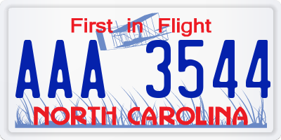 NC license plate AAA3544
