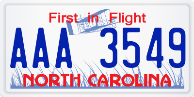 NC license plate AAA3549