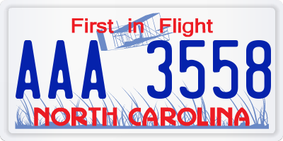 NC license plate AAA3558