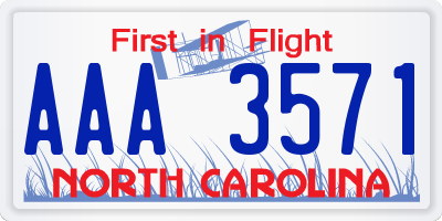 NC license plate AAA3571