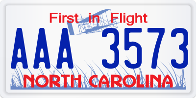 NC license plate AAA3573