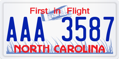 NC license plate AAA3587