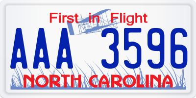 NC license plate AAA3596