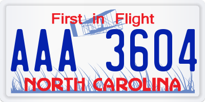 NC license plate AAA3604