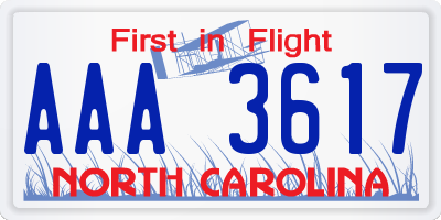 NC license plate AAA3617
