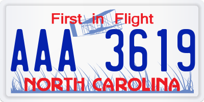 NC license plate AAA3619
