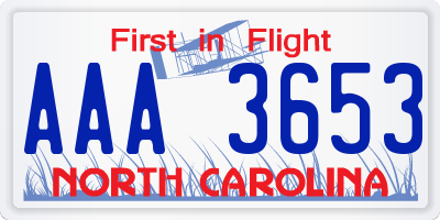 NC license plate AAA3653