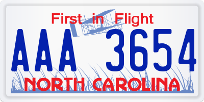 NC license plate AAA3654
