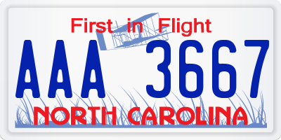 NC license plate AAA3667