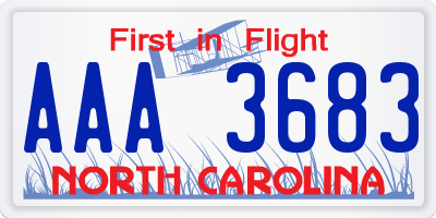 NC license plate AAA3683