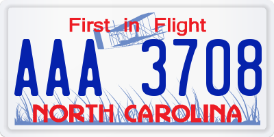 NC license plate AAA3708