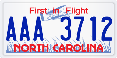 NC license plate AAA3712