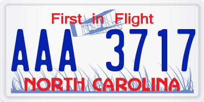 NC license plate AAA3717