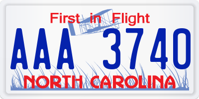 NC license plate AAA3740