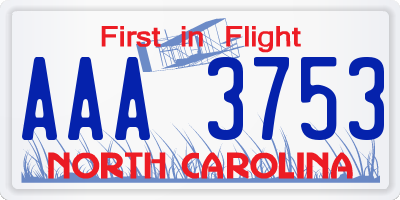 NC license plate AAA3753