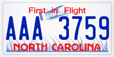 NC license plate AAA3759