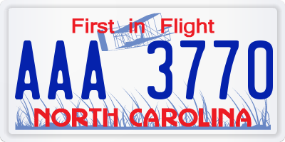 NC license plate AAA3770