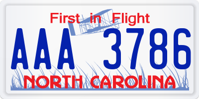 NC license plate AAA3786