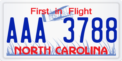 NC license plate AAA3788