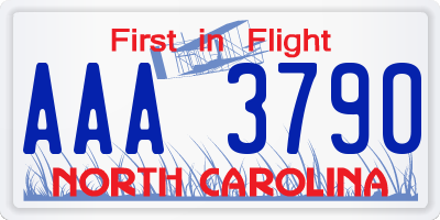 NC license plate AAA3790