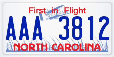 NC license plate AAA3812