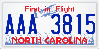 NC license plate AAA3815