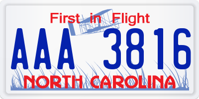NC license plate AAA3816