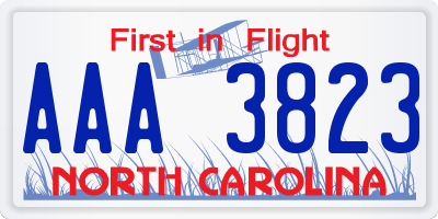 NC license plate AAA3823