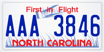 NC license plate AAA3846